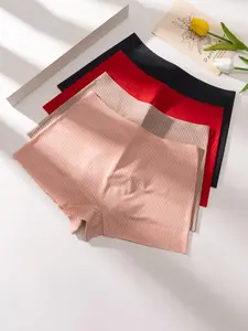 Women's Casual Everyday Seamless Briefs, Comfortable Breathable Plain Color Underwear, Skin-Friendly Fashion Panties, Fit, All Seasons, 4 Pack