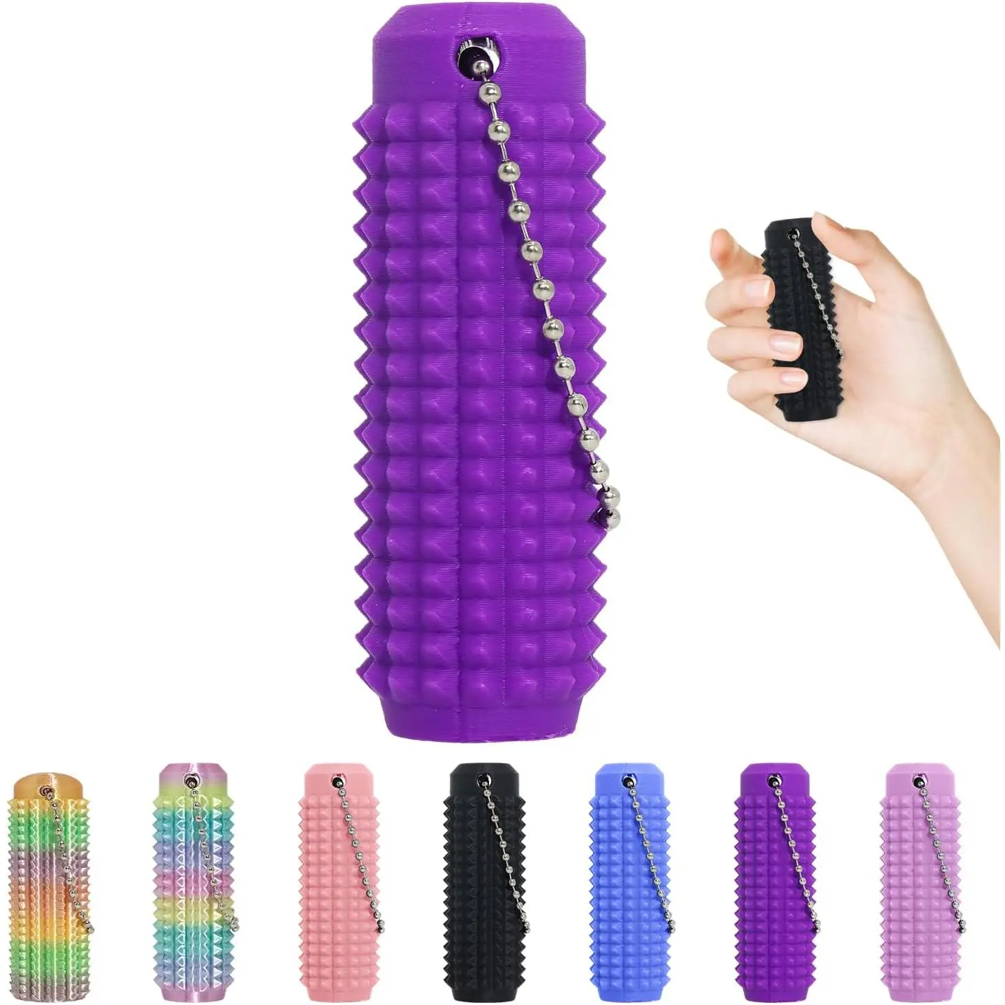 Little Ouchies Fidget Toys,Pain Stim Fidget Toy Reduce Stress for Adults,Anxiety Relief Pain Stim,Spiky Fidget Keychain for Anxiety and Stress Reduction,Novelty Gifts Blue (2PCS Pink and Black)