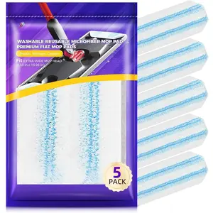 5 Pack H2prO Mop Pads Compatible with O Ceda H2PrO Flat Mop System,  Microfiber Mop  Replacements, Washable and  for H2prO Mop Refills, White