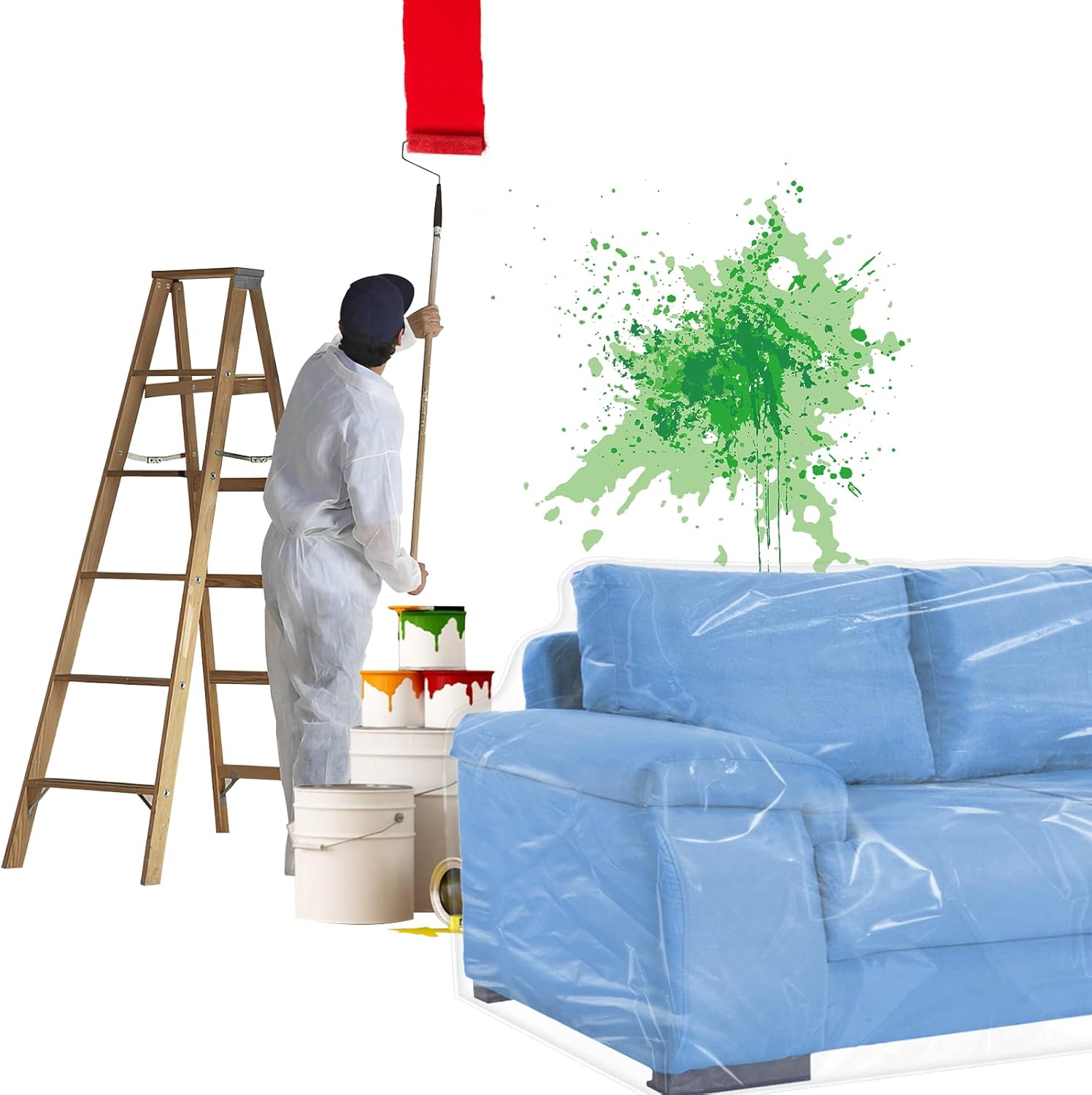 Plastic Couch Cover for Furniture Clear Thicker Plastic Sofa Cover Moving Anti-Scratch Couch Protector for Cats Vinyl Slipcover Heavy Duty Waterproof Couch Covers