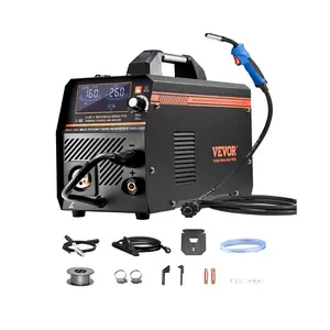 VEVOR MIG Welder,  160A Synergic Mig Welding Machine, 4-in-1 Gas MIG/Flux Core MIG/Stick/Lift TIG Multi-Process Welder Machine, 110V/220V Dual Voltage Mig Welder with IGBT Inverter & LCD Screen Display