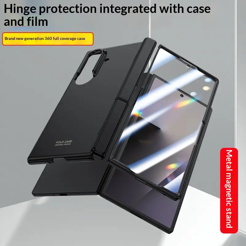 Suitable for Samsung ZFold7 phone case with invisible stand, oil-coated spring hinge, integrated case and screen protector, Accessories, Smartphone
