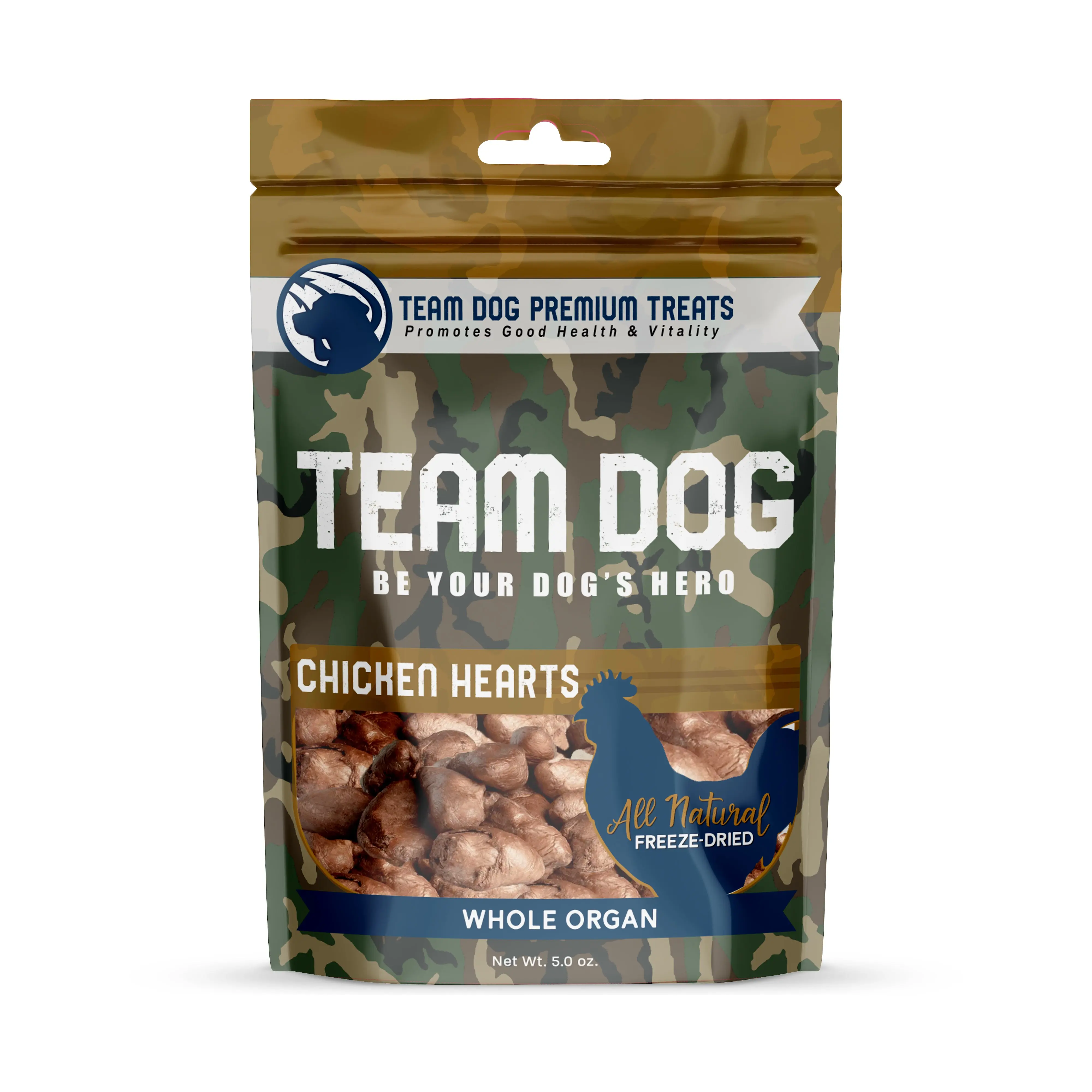 TEAM DOG Whole Organ Chicken Hearts Freeze-Dried Raw - 100% Fresh USA Sourced Grain-Free Protein-Rich Treats for Dogs