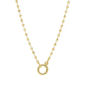 Bauble Sky Circle Carabiner Lock Necklace – Modern Simplicity with Customizable Charm & Faceted Bead Accents