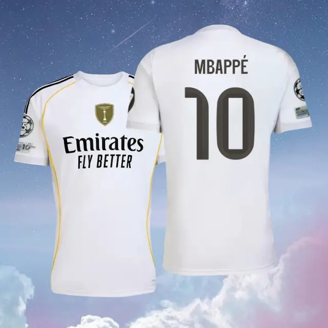 25 26 Home Kit White 10# Mbappe Short Sleeve Soccer Jersey Fans Version