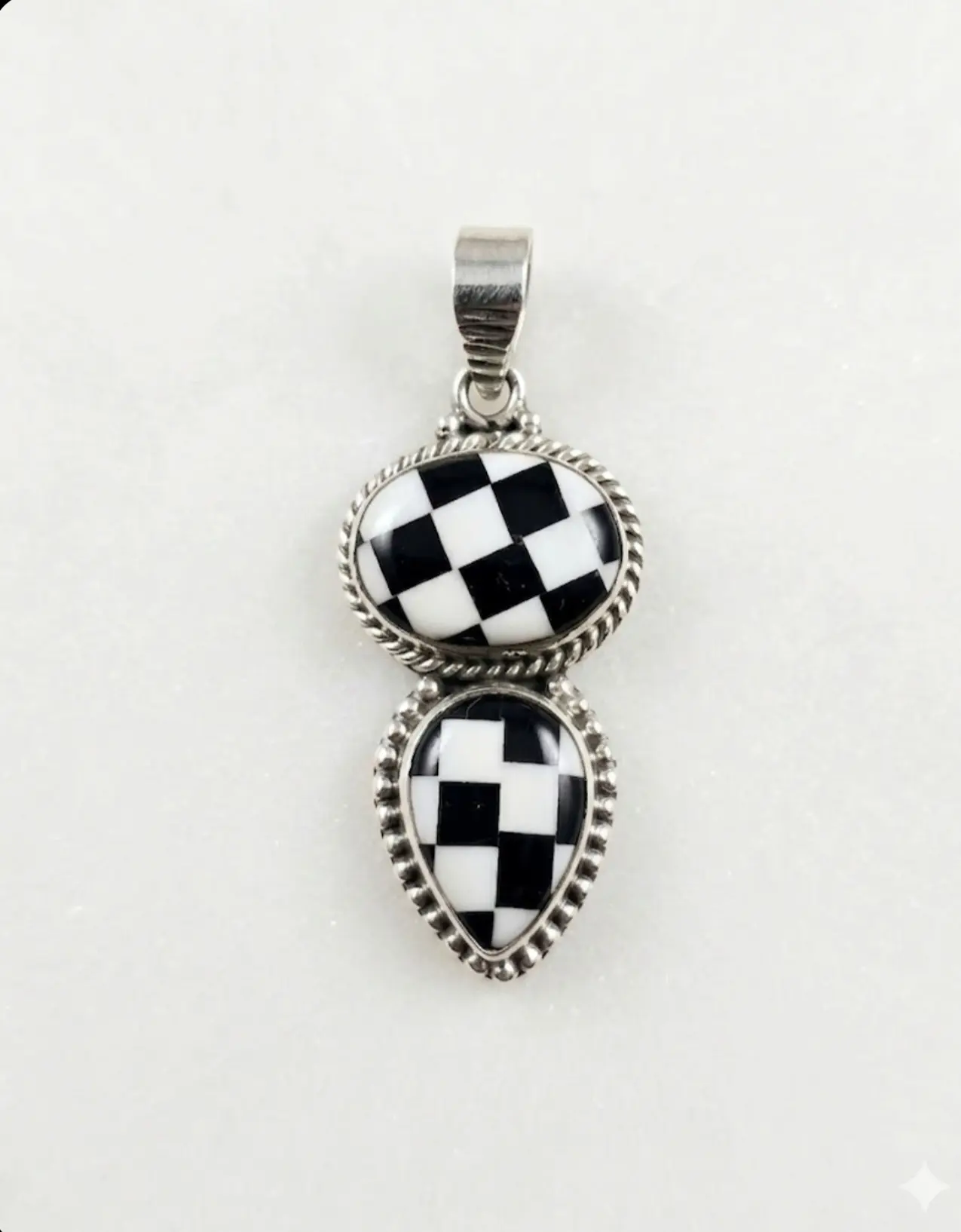 Checkerboard Sterling Silver Pendant