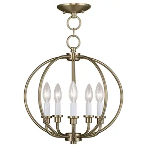 5 Light Antique Brass Chain Lantern/Ceiling Light fixture with Steel base material