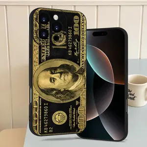 for iPhone 17 ProMax This Stylish Black Phone Case with a Golden Edge Design for Iphone 16E/15/14/13/12/11/8/7X XS XR Plus Pro Max Min Features Precise Camera Hole Protection. It Is a High-Quality Fashionable Gift for Holidays Or Birthdays, Perfect for Gi