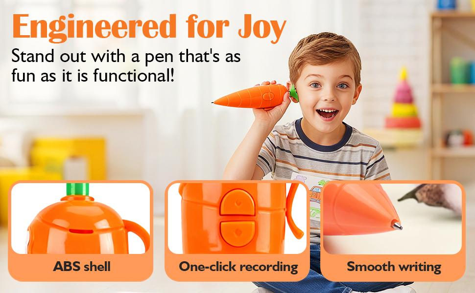 2pcs 60-Second Voice Recorder with Playback & Audio Recorder Pen - Cute Carrot-Shaped Recorder Device, Smooth-Writing Ballpoint Pen - Fun & Creative Gift for Kids, Students, Teachers