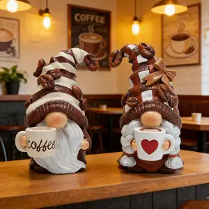 Hodao 2026 New Year's gift Cute Coffee Gnome Figurines Set, Resin Gnome Decor for Home, Kitchen, Coffee Bar, Ideal Gift for Coffee Lovers. Decorate/Ornaments/gift Decorative Sculptures