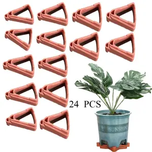 24-Piece Flower Pot Base Set, Plastic Invisible Elevator, Triangular Planter Stand, Indoor Outdoor Use, Ventilated Anti-Rot Bottom Pad
