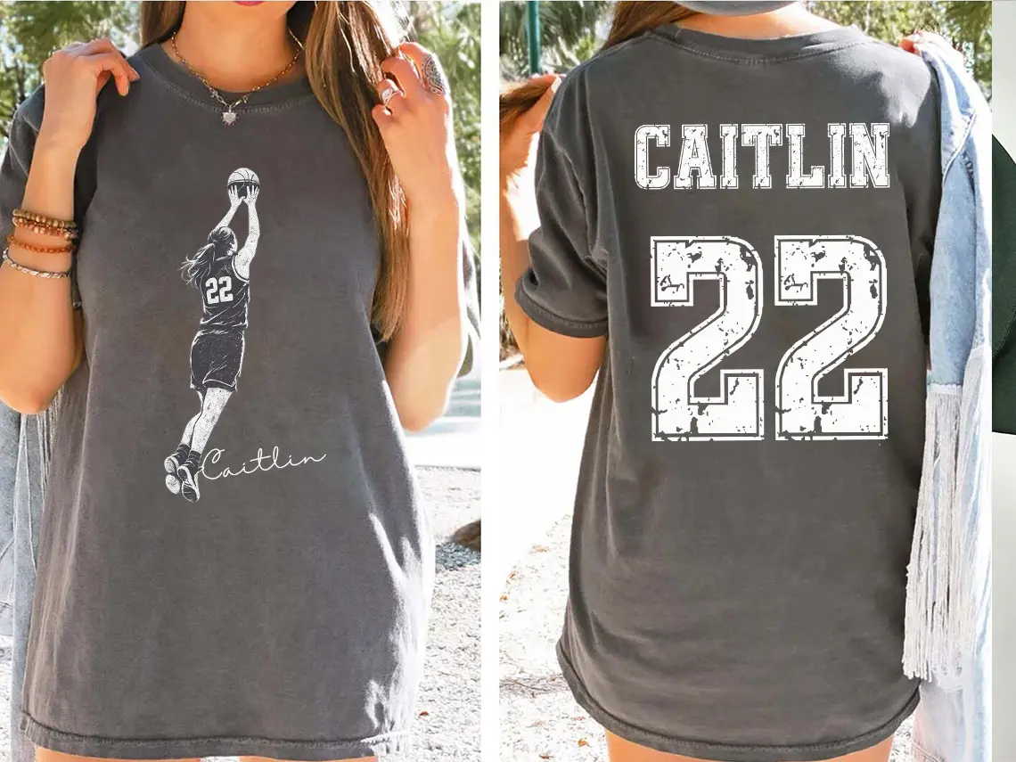 Vintage Basketball Shirt, Caitlin 22 Shirt Graphic, Women's Basketball Fan Gift