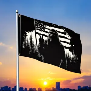 Bigfoot Peace Sign American Flag🦶 Premium durable fabric, fun Sasquatch design, perfect for outdoor lovers and conspiracy fans!