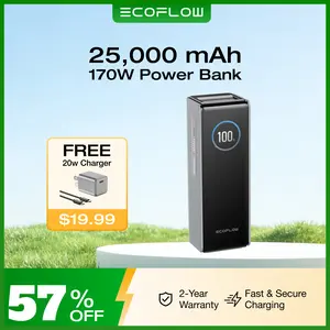 【Exclusive TikTok Gift】ECOFLOW Rapid Power Bank 25,000mAh, 170W Portable Charger with Dual 140W USB-C Ports for Multi-Device Charging, Smart TFT Screen, Compatible with iPhone Series, Samsung, Laptop and More (Green)  Smartphone