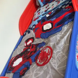 Marvel Spidey and His Amazing Friends 4-Piece Toddler Room-in-a-Box Set – Includes Sleep and Play Toddler Bed, Table, 1 Chair and Toy Box