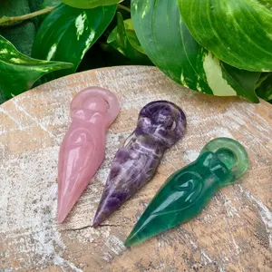 Down To Earth Crystal Goddess - Hand-Carved Figurine with Spiral of Life Symbol for Divine Feminine Energy & Fertility - 2.25"-3.25" Ornament for Spiritual Practice & Sacred Self-Care