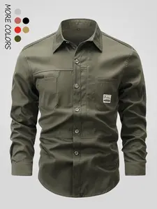 Men's Four-Season Shirt Jacket, Long Sleeve Button Down Blazer, Casual Lightweight Multi-Pocket Design, Perfect for Spring & Fall