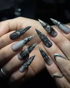 Witchcore Gothic Press On Nails, Halloween Vampire Nails, Goth Nails, Grunge Nail