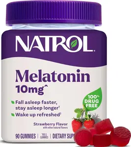 Natrol Melatonin Gummies, Sleep Support for Adults, Melatonin 10 mg Gummies, 90 Strawberry-Flavored Gummies, Up to 45 Days