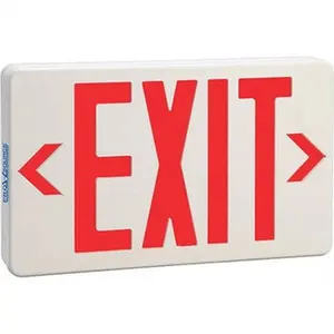PRO-SOURCE LED Illuminated Exit Sign, 2-Face Design, Red Letters, White ABS Housing, Universal Mount, GX-200NR LED Lamp