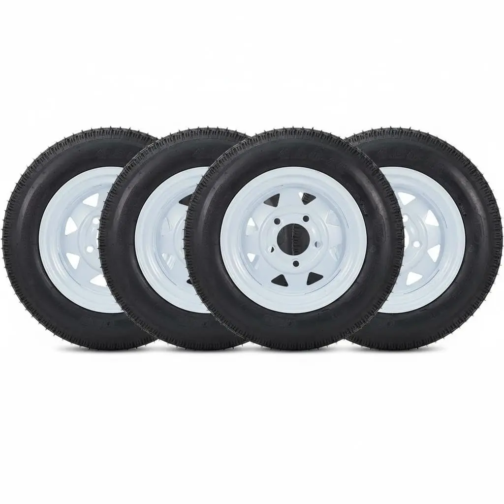GARVEE 4.80-12 Trailer Tires and Wheels Set of 4 – 12" Heavy Duty Trailer Wheel Assemblies, 5 Lug 4.5" Bolt Pattern, Load Range C 6 Ply for Utility & Boat Trailers
