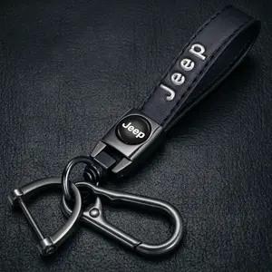 Universal Off-Road Style Leather Keychain – Compatible with Jeep, SUV, & Truck Keys – 360° Rotation Auto Accessory