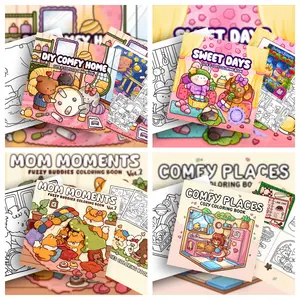 A set of smooth, easy-to-color coloring books with a playful cartoon style, featuring small animals at home parties. A portable tool for focus training, fun entertainment for staying at home with friends, adult coloring book, perfect Valentine's Day gift.