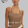 Sporty Women's Plain Criss Cross Bra, Comfort and Durability Sports Crop Cami Top, Ladies Sportswear for Indoor Outdoor Wear, Gym Clothes, Workout Bra, Yoga Strappy Sports Bras, Exercise Bra