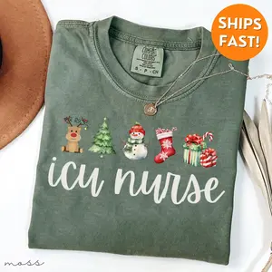 Comfort colors Icu Nurse Christmas Shirt Icu Christmas Nurse Shirt Icu Nurse Shirt Christmas Intensive Care Unit Tshirt Icu Nurse Gift CF Christmas Orthopedic