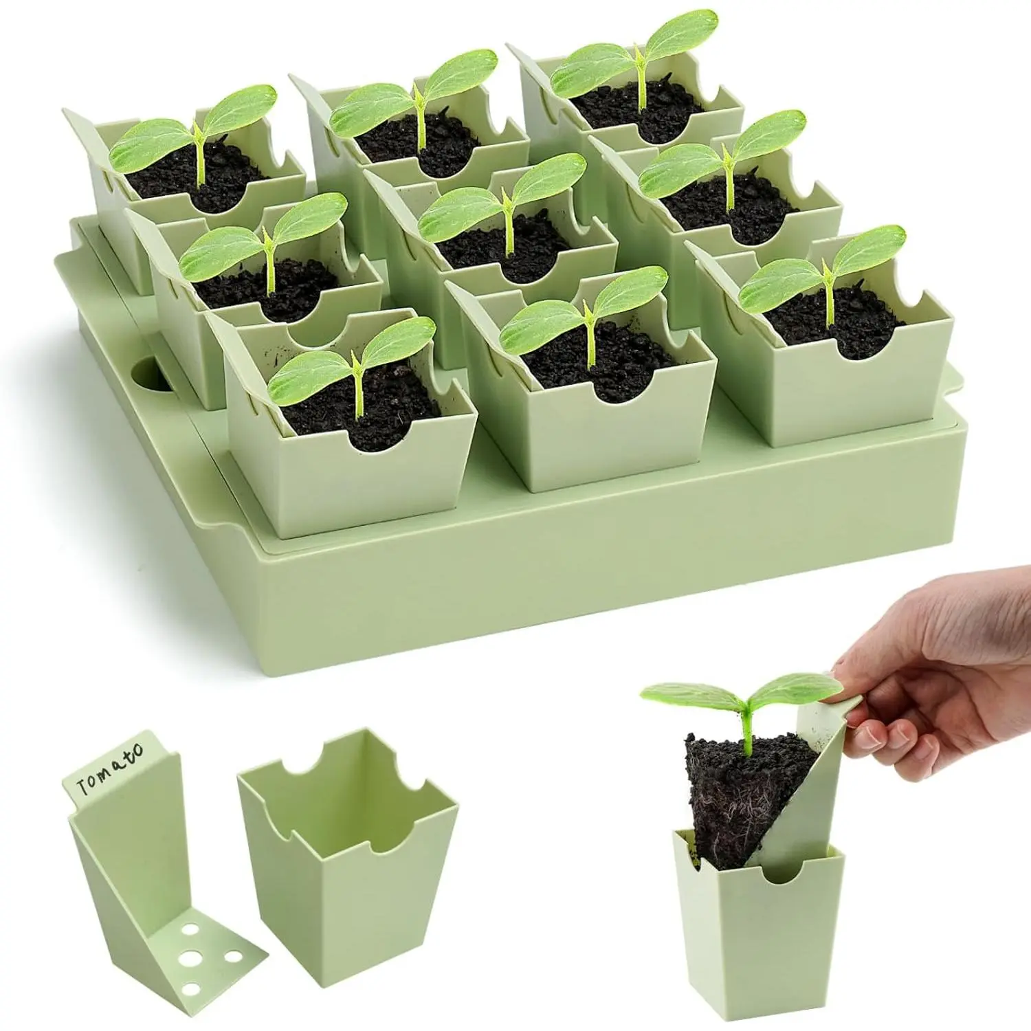 Durable Growing Tray with Humidity Dome, Erasable Labels, 9 Deep 2.3in Rectangle Cells Root Trainer Panel - Reusable Plant Growing Set for Indoor Gardening, Long-Term Home Improvement Investment