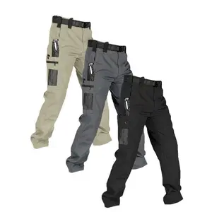 Men's 3-Pack Men's Solid Color Zipper Waterproof Tactical Work Pants, Without Waistband, Regular Fit Sport Pants, Multi-Pocket Design, Durable Long Pants, Suitable for Autumn and Winter, Outdoor Hiking Work Pan Casual Comfy Trouse(Sheets)