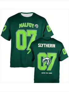 Malfoy Themed Hogwarts Slytherin Style Jersey 3D Printed T-shirt Breathable Quick Drying Casual Top