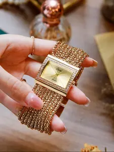 Square Dial Bracelet Women Watch, Diamond Wrist Watch, Quartz Wristwatches, Stylish Diamond Accent Analog Timepiece, Unique Boho Design for All Seasons