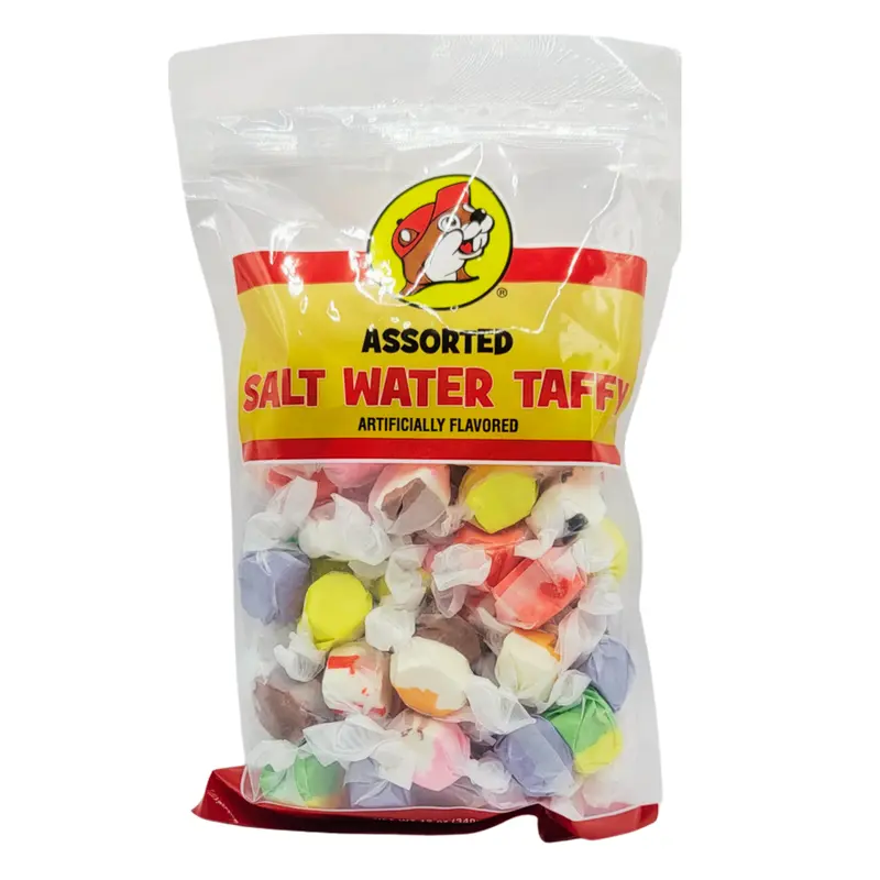 Buc-ee's Salt Water Taffy Candy 12 oz Snack Bag with Six Sweet Flavor Choices- Soft and Chewy like Bonbon super sour Taffy Variety Pack