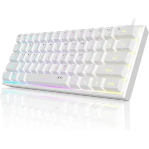 Mini 60% Gaming Keyboard, Upgrade RGB Backlit 61 Key Ultra-Compact Keyboard, TS91   Mechanical Feeling Office Computer Keyboard for PC, , PS4,  ONE Gamer(White)