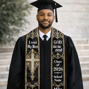 Christian Gothic Graduation Stole for Men 2026, God Did The Rest Stole, Personalized Graduation Sash , Faith Grad Gift,Catholic Senior Stole