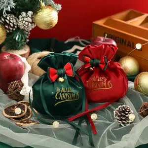 2/4pcs Merry Christmas Cloth Drawstring Bags, Apple Candy Gift Bags, Gift Packaging Bags for Adults and Children, Christmas Apple Bags, Christmas Handbags, Party Supplies, Holiday Gift Set, New Year Decoration Packaging