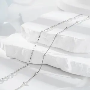 CHIC & ARTSY 925 Sterling Silver Anklet for Women, Adjustable Platinum-Plated Minimalist Chain Ankle Bracelet, Dainty Beach Jewelry Gift