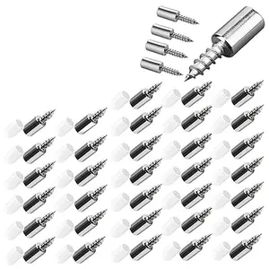 40Pcs Wardrobe Cabinet Glass Partition Nails Cross Self-Tapping Screw with Rubber Sleeve Screw Plate Support Partition Bracket Sturdy Shelf