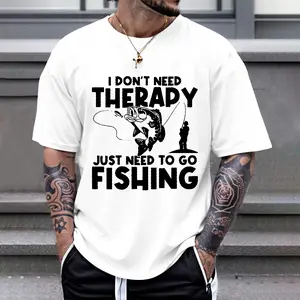 Men's Casual Retro T-Shirt, Soft Short Sleeve Tee with "Fishing Is The Antidote" Graphic Print, Ideal Gift for Anglers, Tshirt
