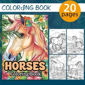 1PC Adult Coloring Book with Horse Pattern, 20 Pages Single-Sided, DIY Drawing Gift, Stress Relief, Back-To-School, New Year, Valentine's Day