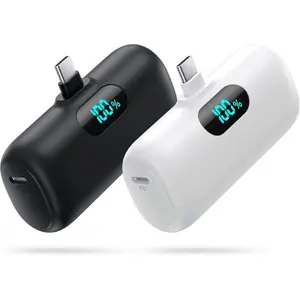 2-Pack Mini Power Bank 5000mAh – USB-C PD 3A Fast Charger with LCD Display, Portable Battery Pack for iPhone 16/15/15 Plus/15 Pro/15 Pro Max & More
