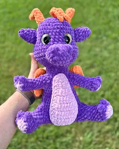 Dreamscale Fantasy Dragon Plush | Purple Crochet Amigurumi Plushie | Cute Handmade Gift