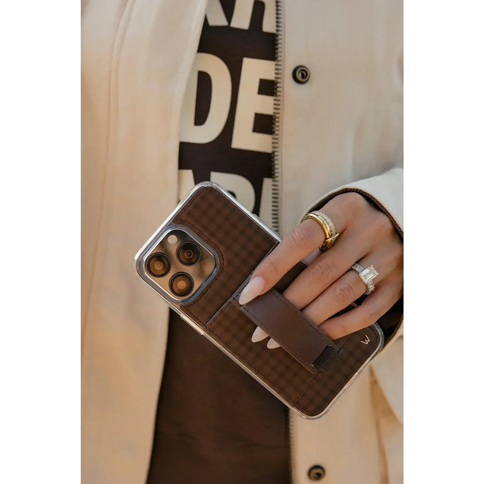 Walli Cases Cafe Gingham Phone Case with Wallet and Finger Strap Walli Cases Cafe Gingham Phone Case with Wallet and Finger Strap