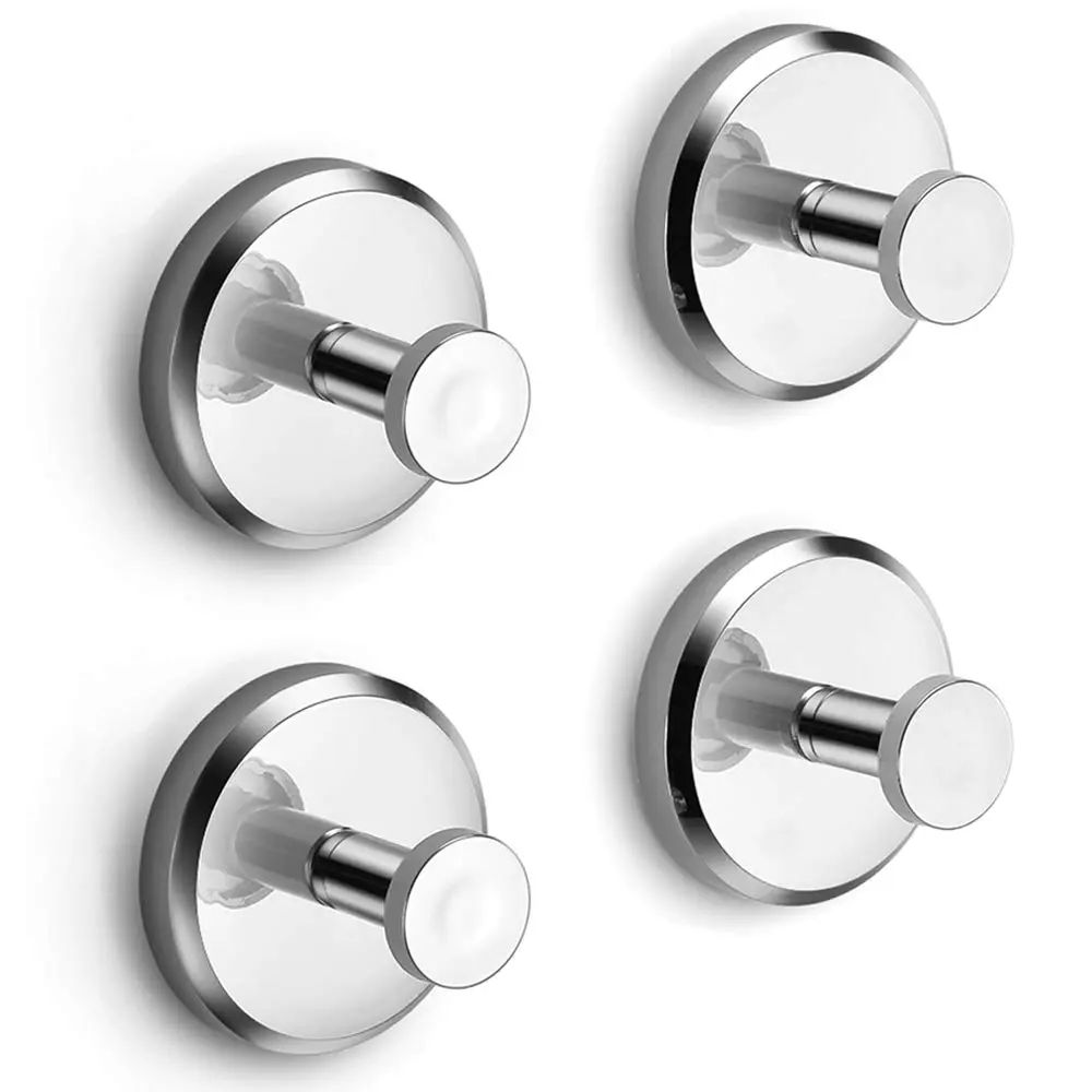 Chrome Suction Cup Hooks - Twist & Lock, Superior Vacuum Suction, No Screws, Laminate-Safe, Waterproof, Rustproof, Removable & Repositionable, Sleek & Clean, Holds Up to 15 lbs for Glass, Smooth Tile, Bathroom Kitchen Surfaces