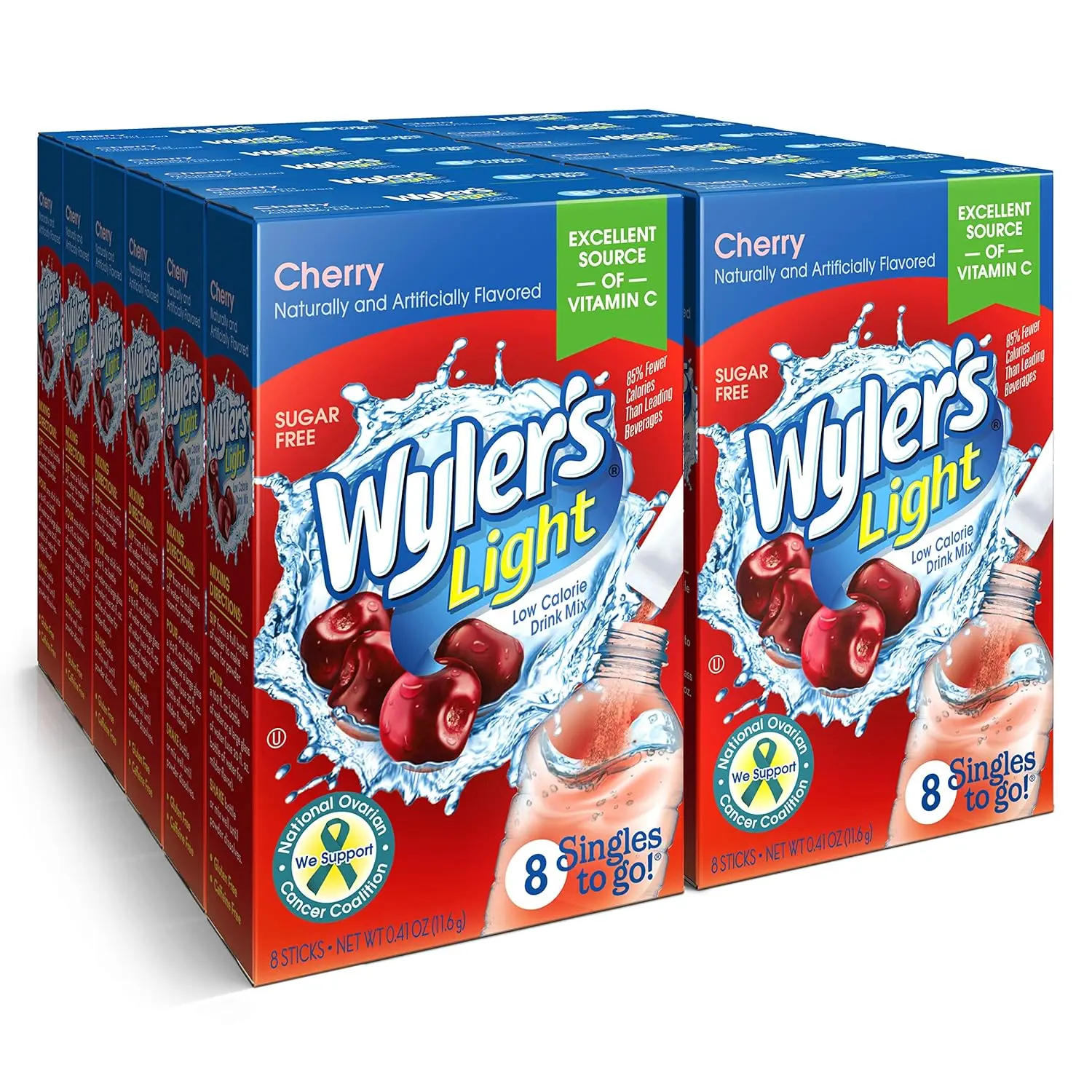 Wyler's Light Singles To Go Powder Packets, Water Drink Mix, Cherry, 96 Single Servings (Pack of 12)