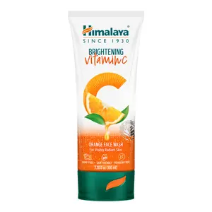 Himalaya Brightening Vitamin C Orange Face Wash, with Cellulose Beads & Tangerine Peel Extract for Visibly Radiant Skin, Gentle Cleansing Formula