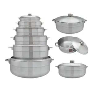 6 Pieces Aluminum Pots Set - Durable Kitchen Cookware for Cooking and Baking - Non-Stick Aluminum Pots with Lids for Everyday Use