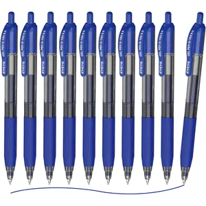 G-103 Retractable 0.5mm Gel Pens 10 Pack Extra Fine Point Blue Ink Quick Dry Smooth Writing Pens for Office School Supplies