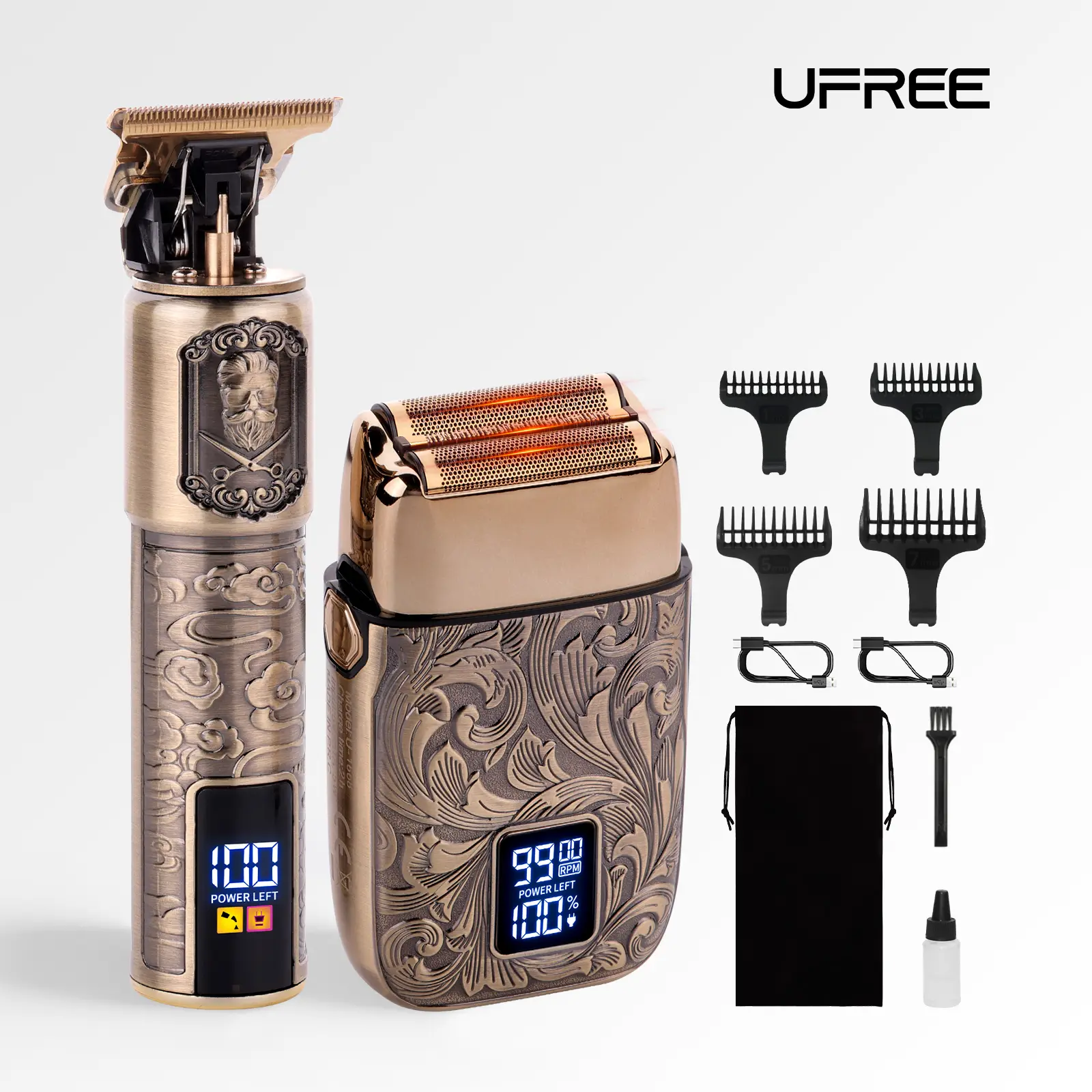Ufree Electric Razor Foil Shavers for Men, Professional Beard Trimmer for Face with Men Grooming Kit, Cordless Barber Clippers and Hair Trimmer Set, Gifts, Comfort